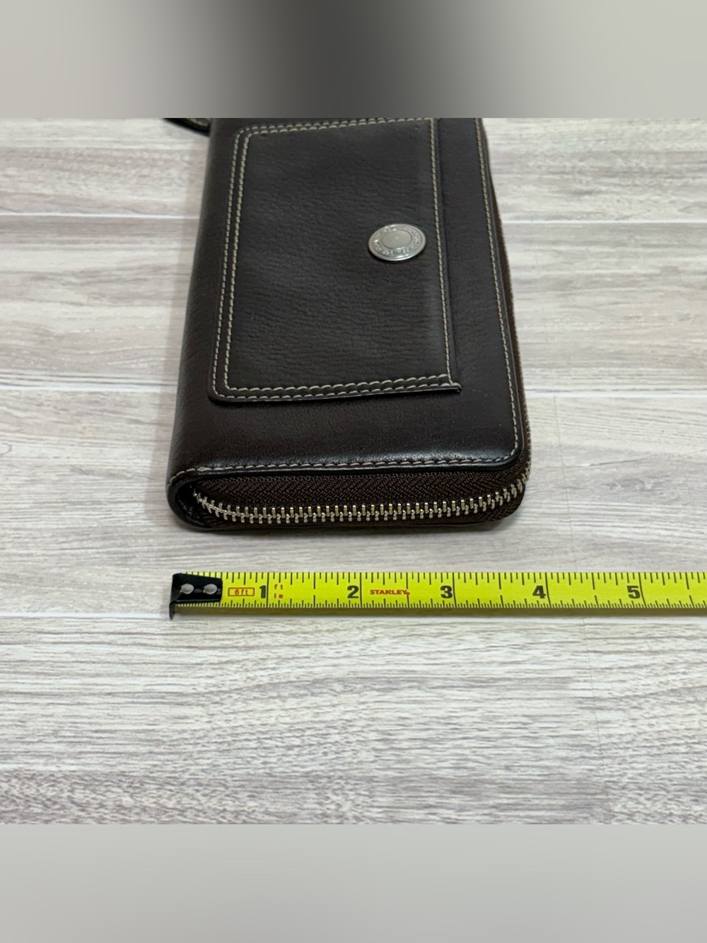 VTG Coach Chelsea Dark Brown Pebbled Leather Zip Around Wallet - Picture 10 of 11